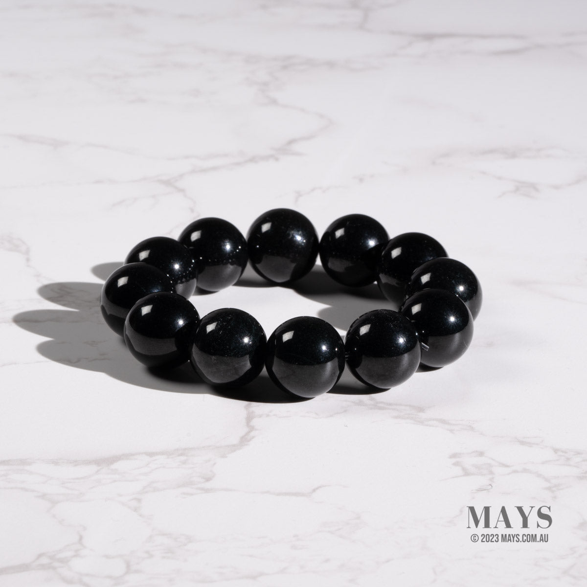 Mens Black Feicui Jade Bead Bracelet - 18mm