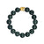 Mens Dark Green Jadeite Jade Bead Bracelet with 24K Gold Tiger