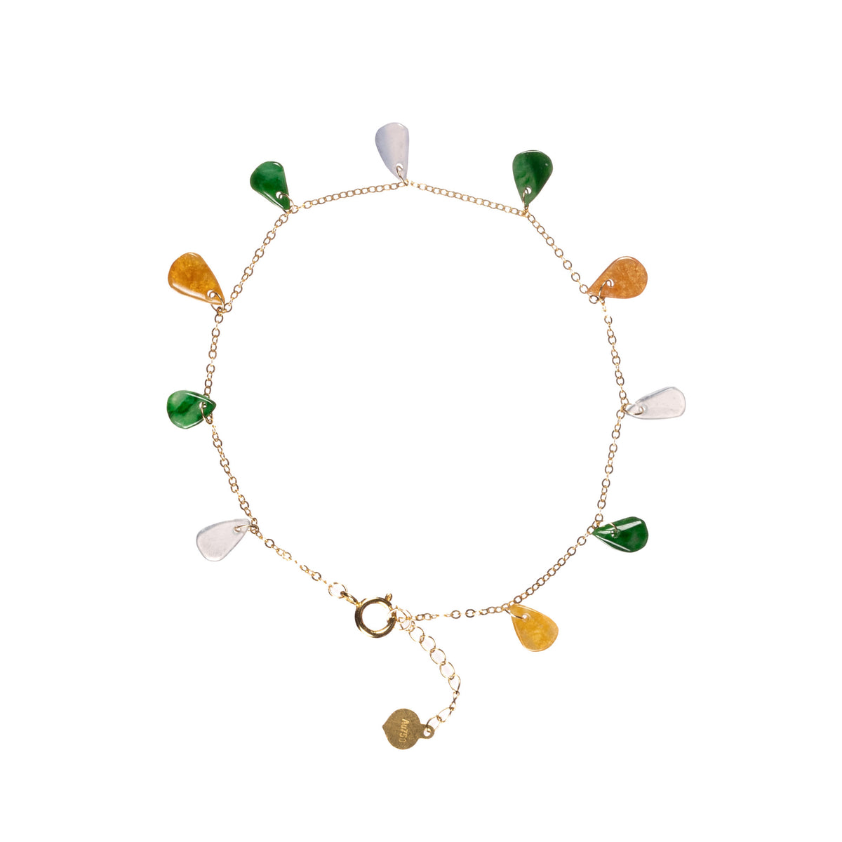 Multi Color Jade Bracelet with 18K Adjustable Gold Chain