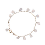 Icy White Jade Bracelet with Adjustable 14K Gold Chain