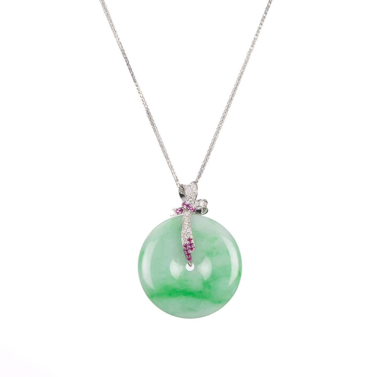 Burmese Jadeite Disc Pendant - Ribbion