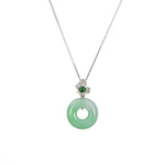 Petite Floral Jadeite Jade Donut Pendant