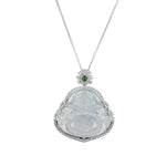 Icy Jadeite Jade & Diamond Happy Buddha Pendant