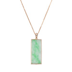 Rectangular Rose Gold Jadeite Jade Pendant - Floral Frame