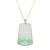Trapezoid Apple Green and White Jade Pendant - Floral Frame