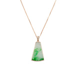Small Trapezoid Jadeite Jade Pendant - Floral Frame