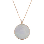 Circular Pale Lavender and Green Jadeite Jade Pendant - Floral Frame