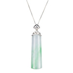 18K White Gold Oval Cylinder Jadeite Jade Pendant