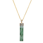 9K Yellow Gold Jade Cylinder Pendant