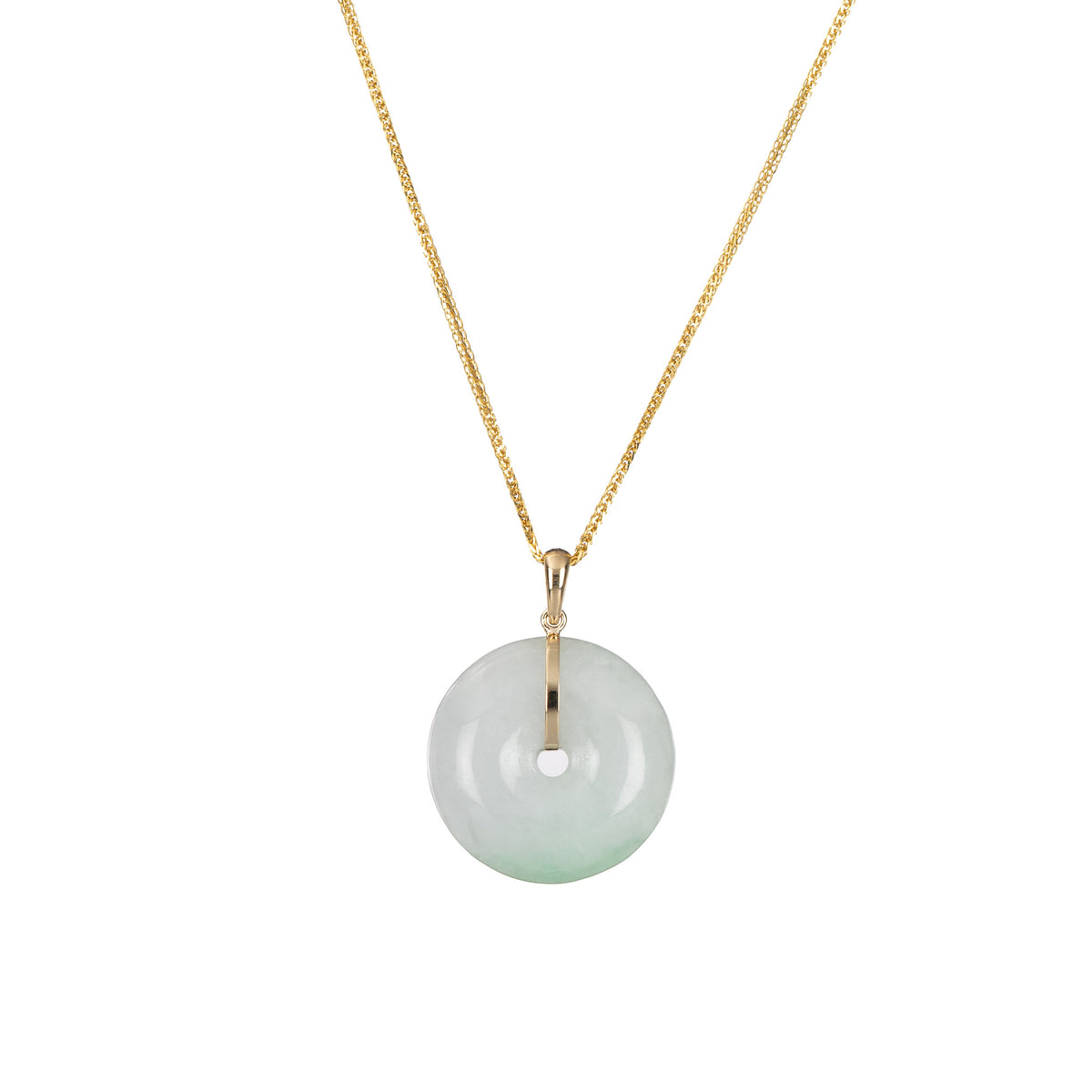 Jade Disc Pendant with 18K Yellow Gold Bail