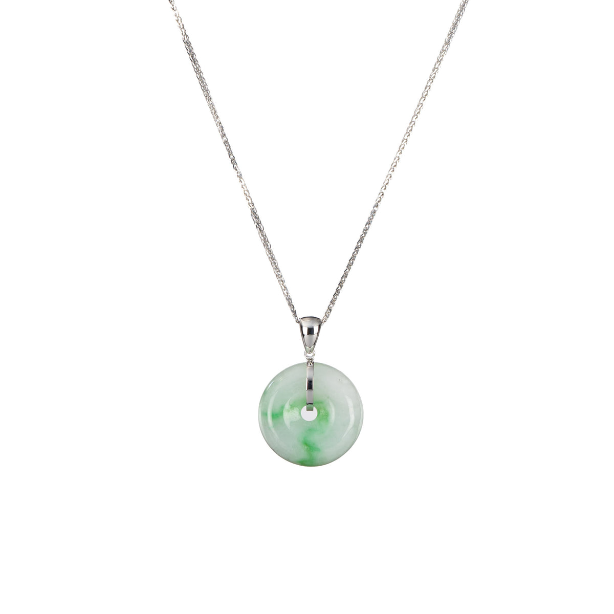 Petite White Gold Jade Necklace - Kandy Donut