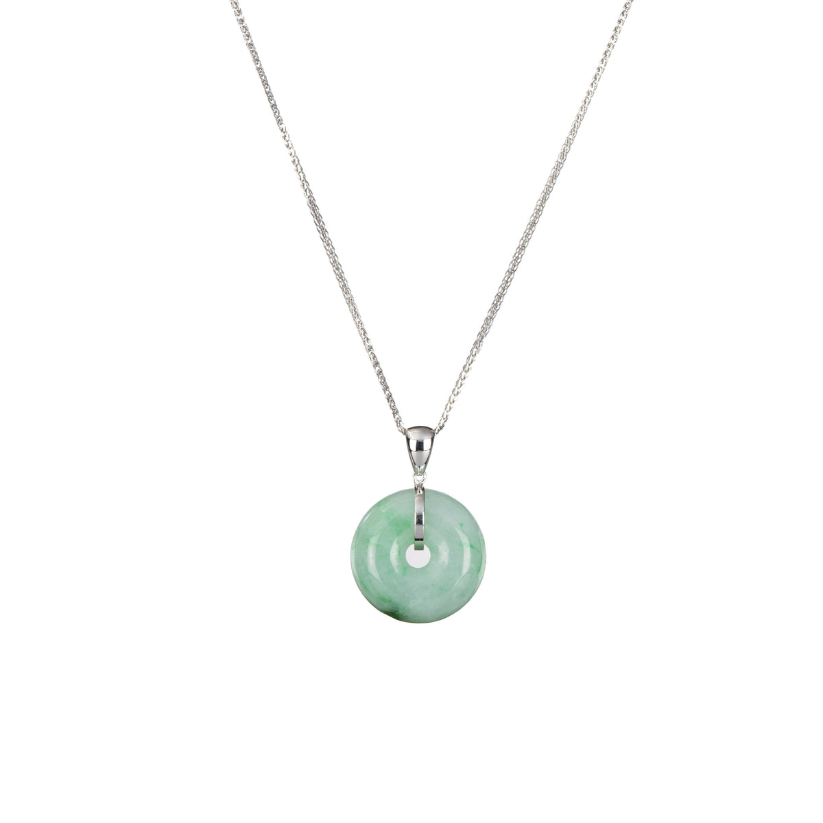 White Gold Jade Donut Pendant- Kandy Donut