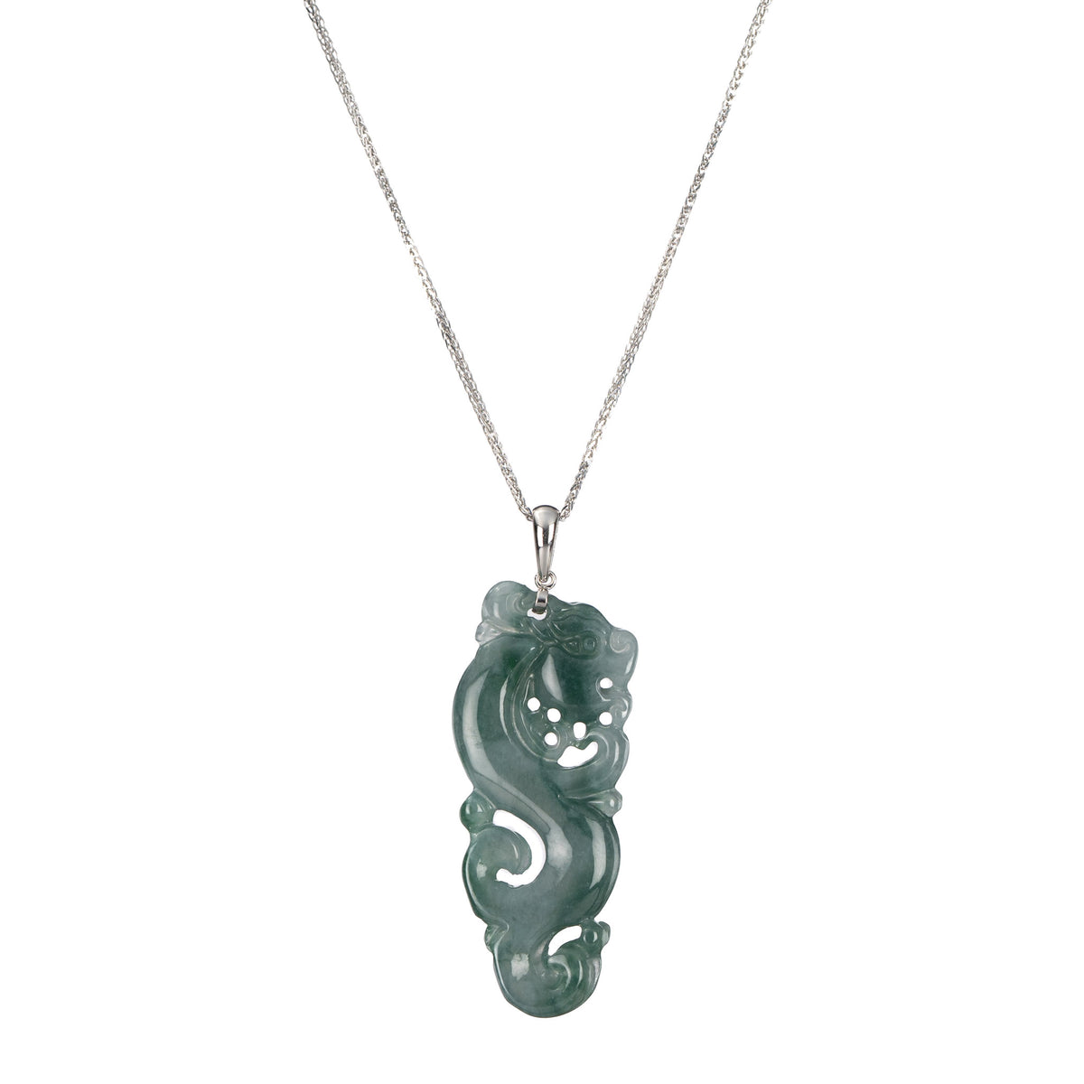 Bluish Green Jade Dragon Pendant