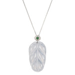 18K White Gold Icy White Jadeite Leaf Pendant