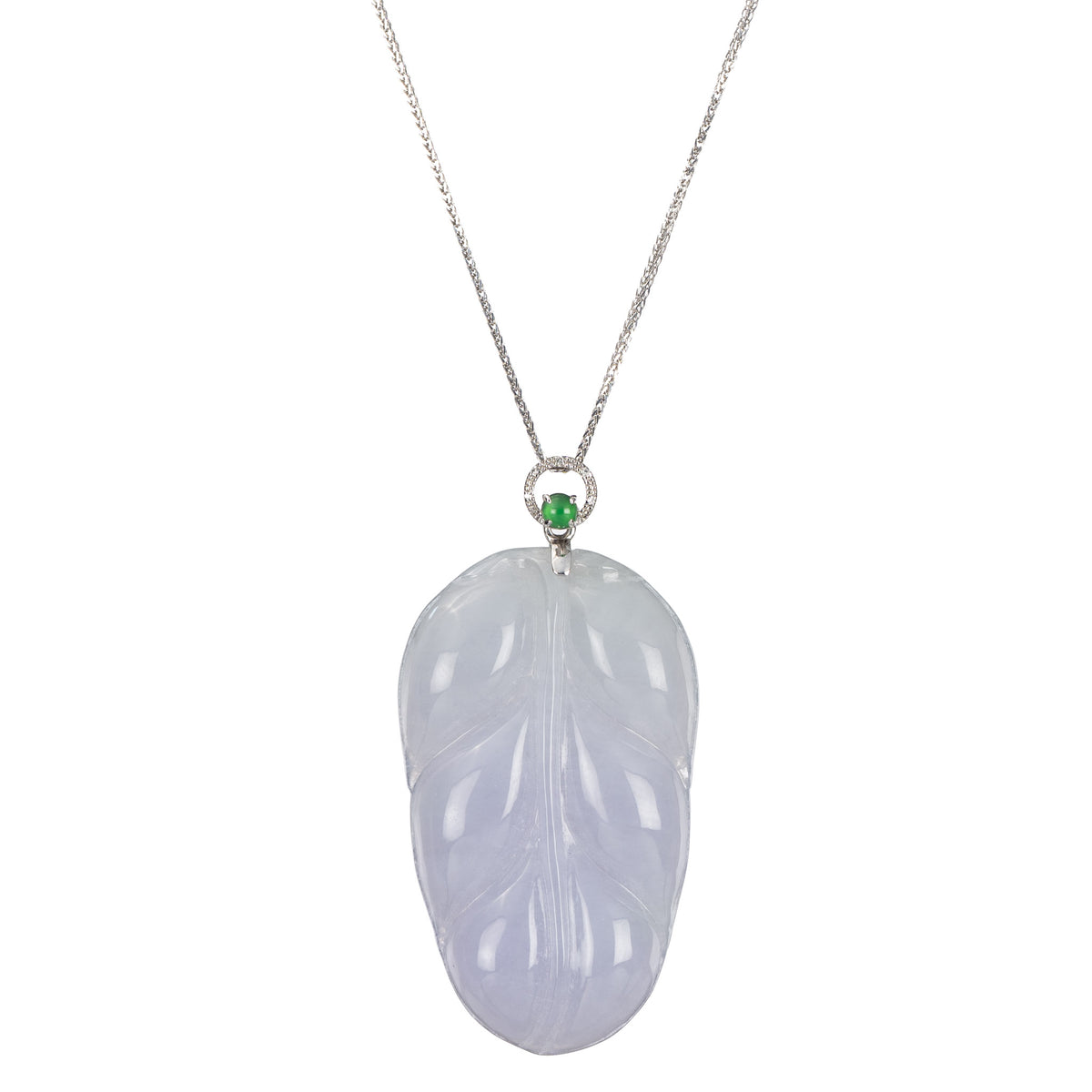 Purple Jade Leaf Pendant - Grade A Burmese Jadeite