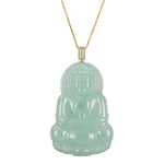 Light Green GuanYin Jadeite Jade Pendant with Diamonds