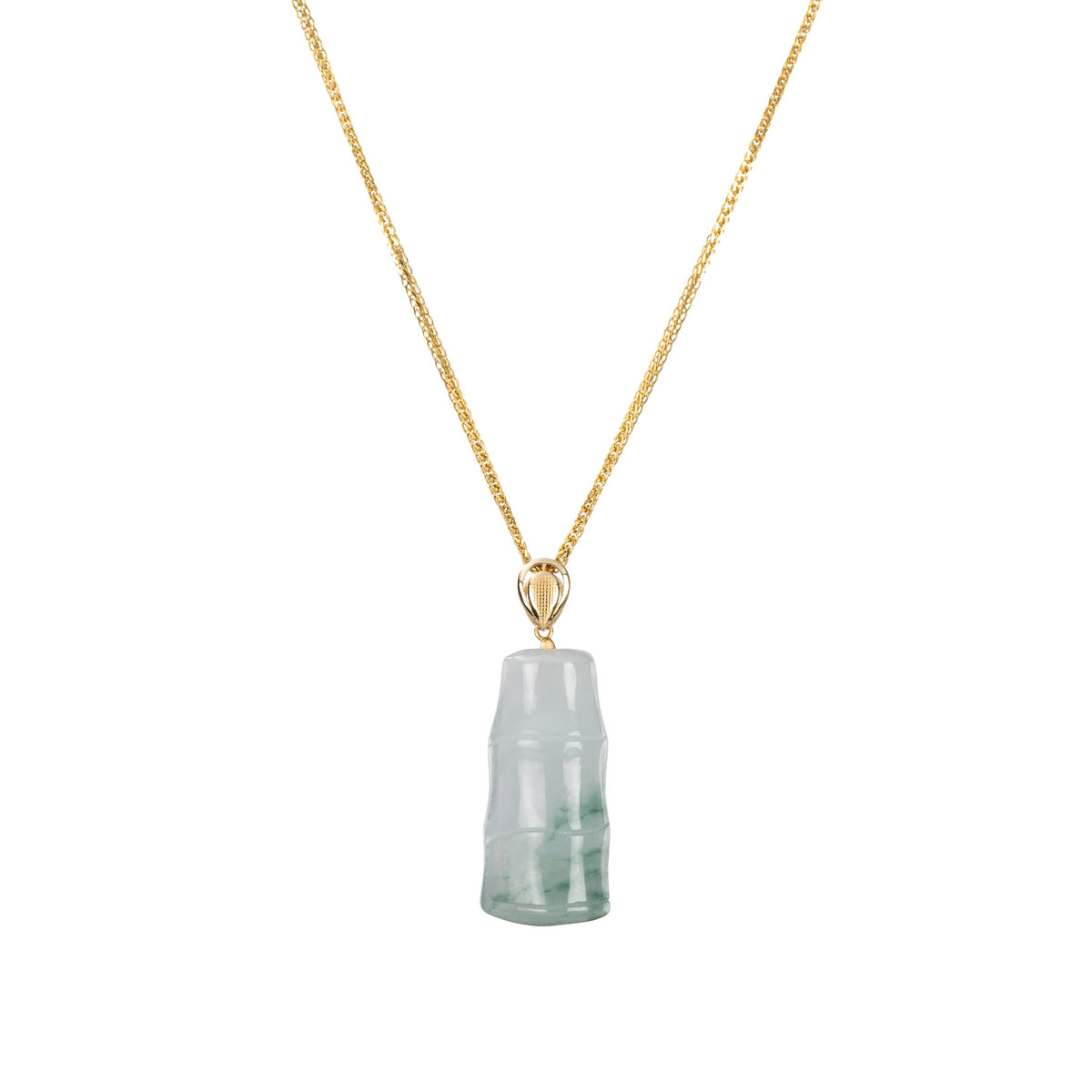 18K Yellow Gold Jade Bamboo Pendant