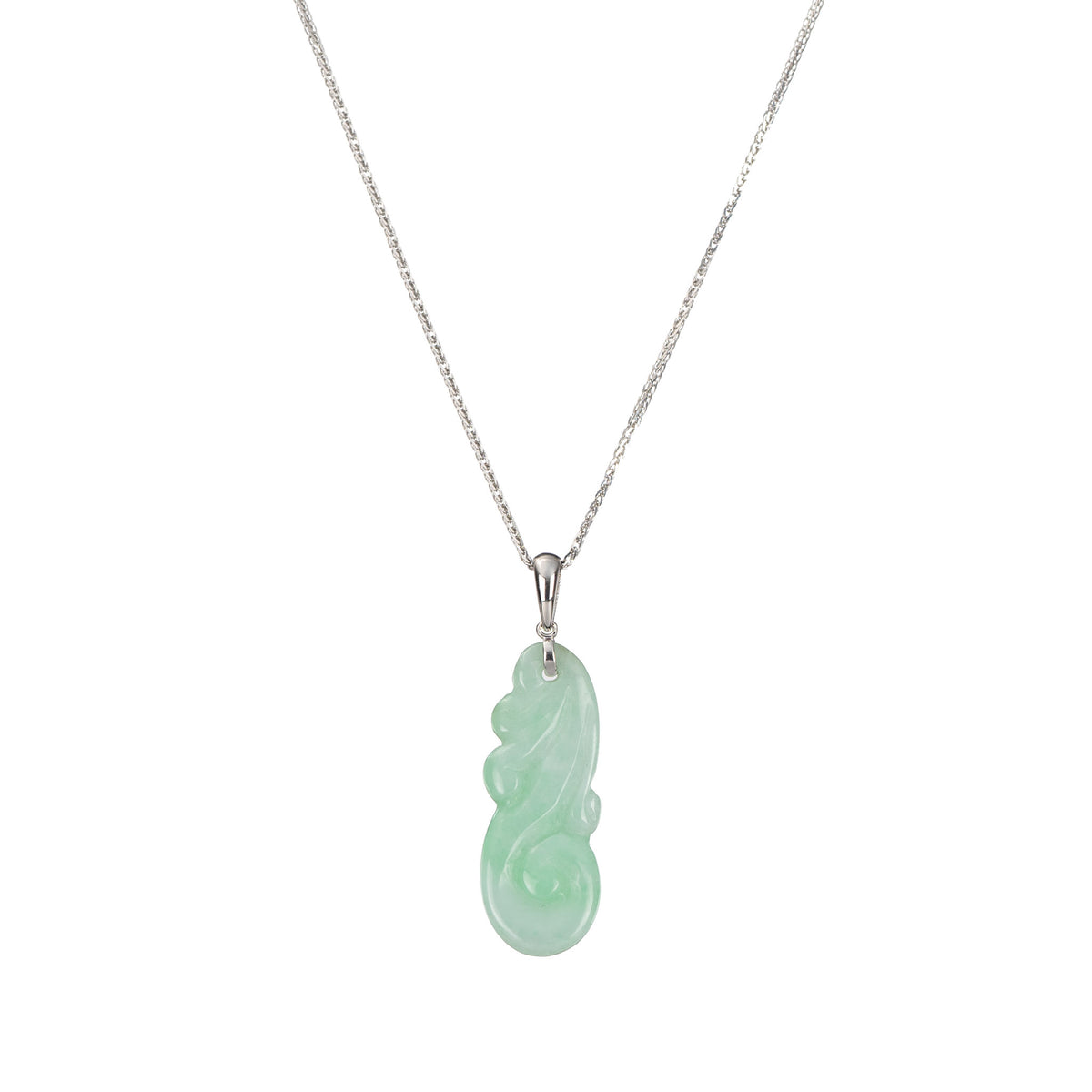 Natural Light Green Jade Ruyi Pendant