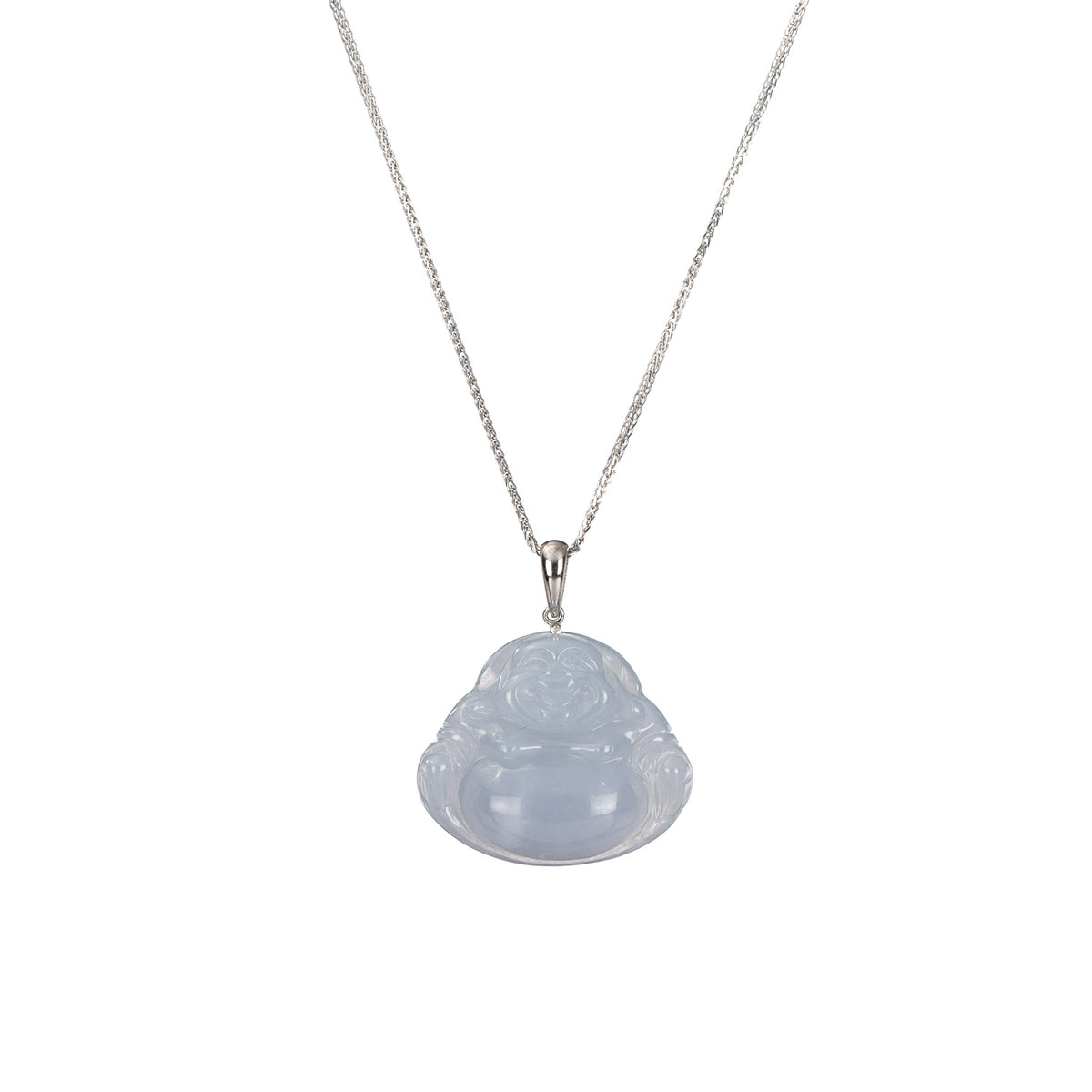 Small Translucent Laughing Buddha Jade Necklace