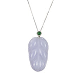 18K White Gold Lavender Leaf Jadeite Jade Pendant