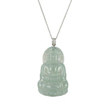 Icy Light Green GuanYin Jade Necklace with Diamond Bail