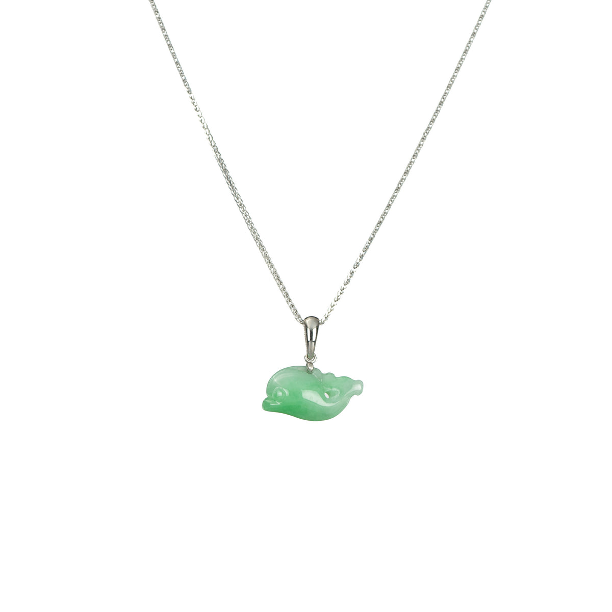 Mini Apple Green Dolphin Jadeite Jade Pendant