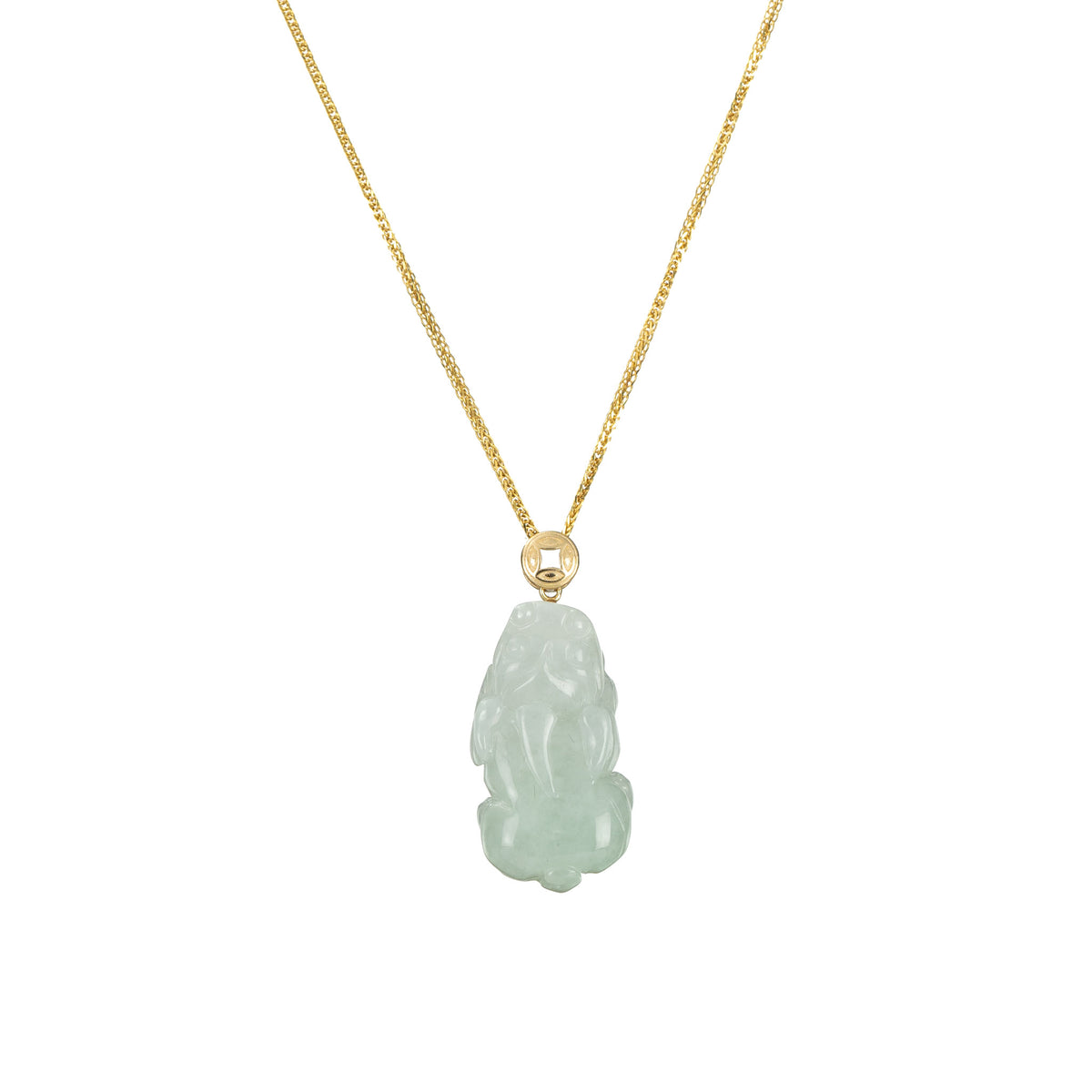 18K Yellow Gold Jade Pixiu Pendant