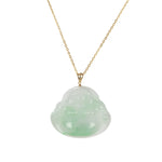 Gold Laughing Buddha Jadeite Necklace - 18K Yellow Gold