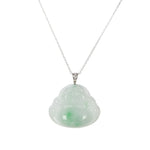 Real Fat Buddha Traditional Jade Necklace - 18K White Gold