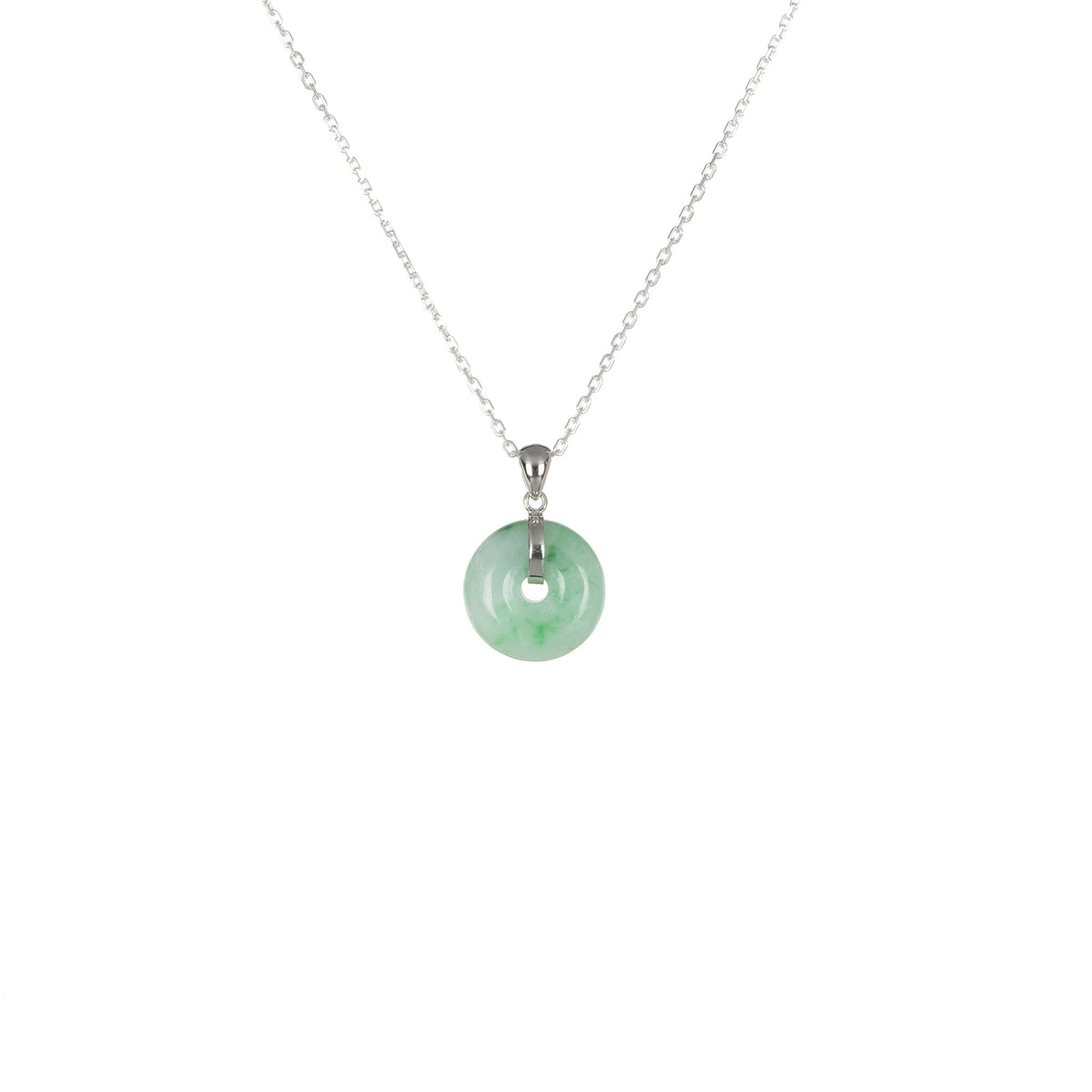 Real Pale Green with Green Pattern Jade Necklace - Kandy Donut