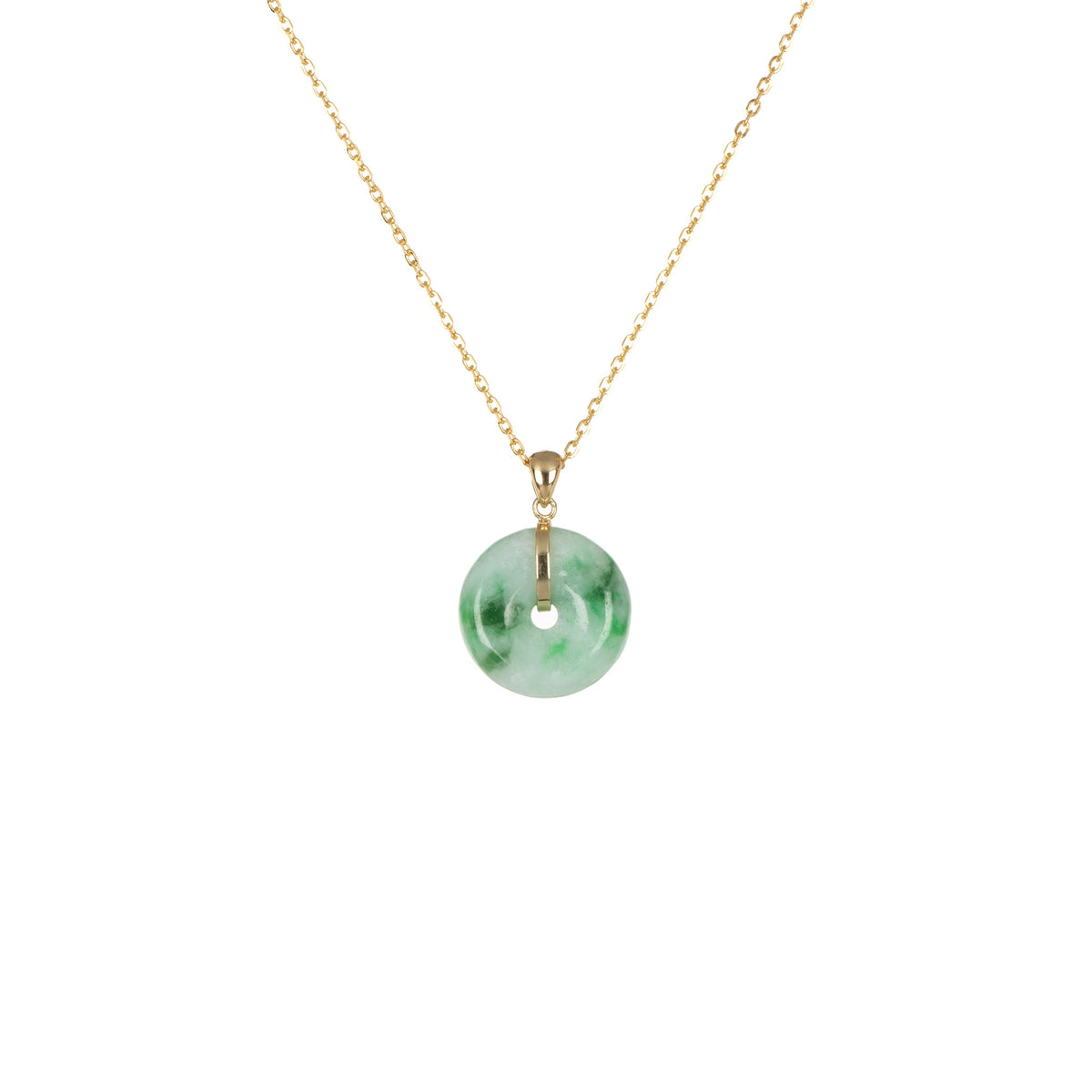 Untreated Green Pattern Jadeite Necklace - Kandy Donut