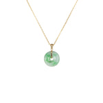 Untreated Dark Green and Apple Green Pattern Jade Donut Pendant - Kandy Donut