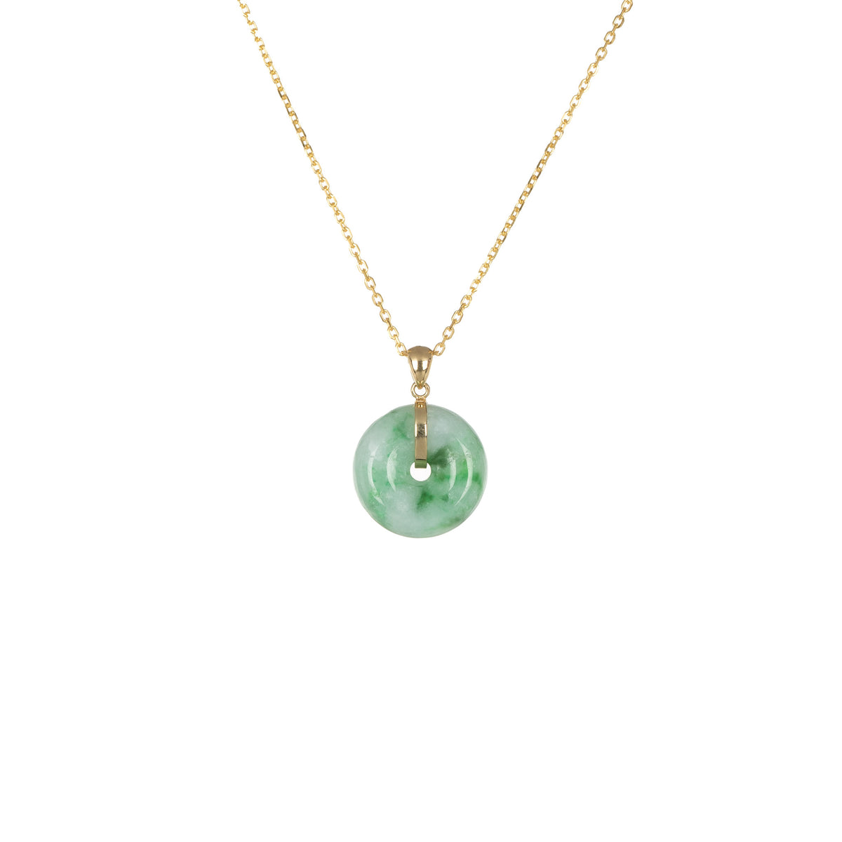 18K Green Pattern Jadeite Jade Necklace - Kandy Donut