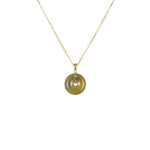 18K Bluish Yellow Jade Disc Necklace - Kandy Disc
