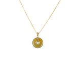 Untreated Greyish Yellow Burmese Jade Pendant - Kandy Disc