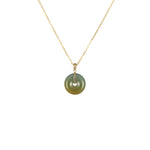 Natural Bluish Grey with Brown Jadeite Pendant - Kandy Disc