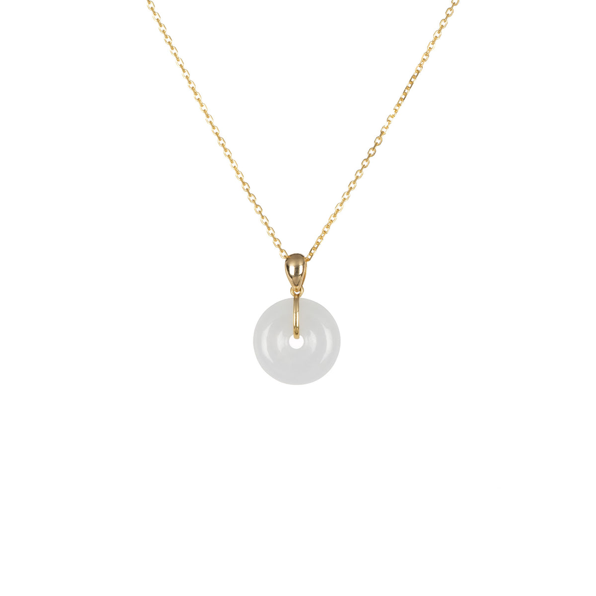 18K White Jade Pendant - Kandy Disc