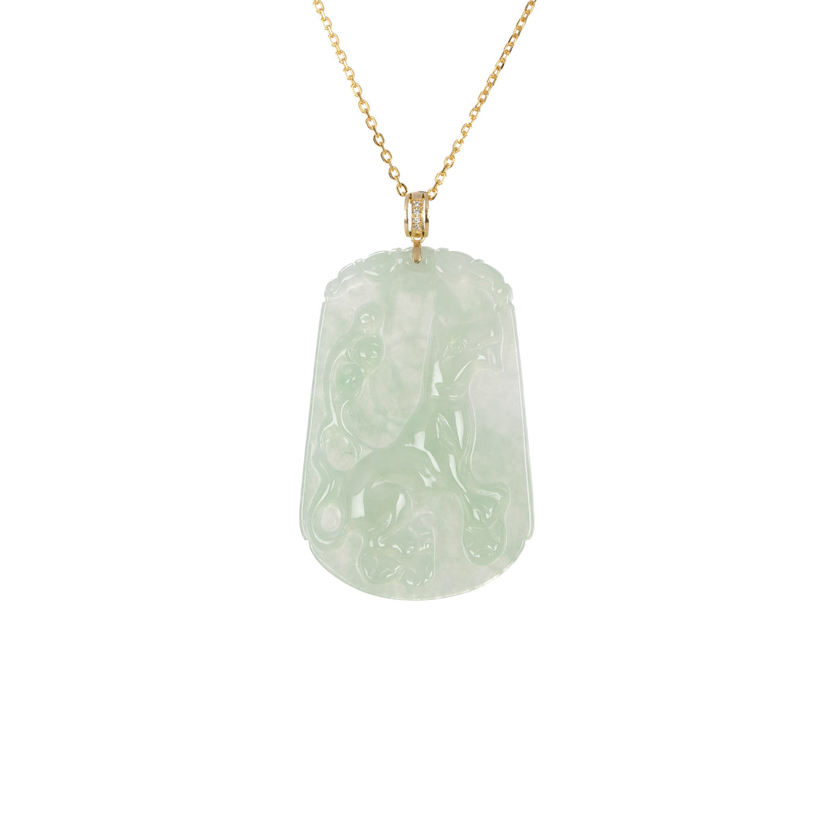 Tranquiliti Chinese Zodiac Animal Jade Pendant with 18ct Gold and Diamonds - Dog