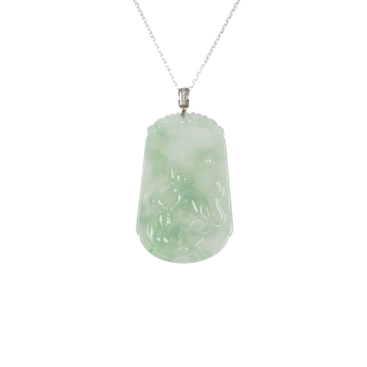 Tranquiliti Chinese Zodiac Animal Jade Pendant with 18ct Gold and Diamonds - Rat