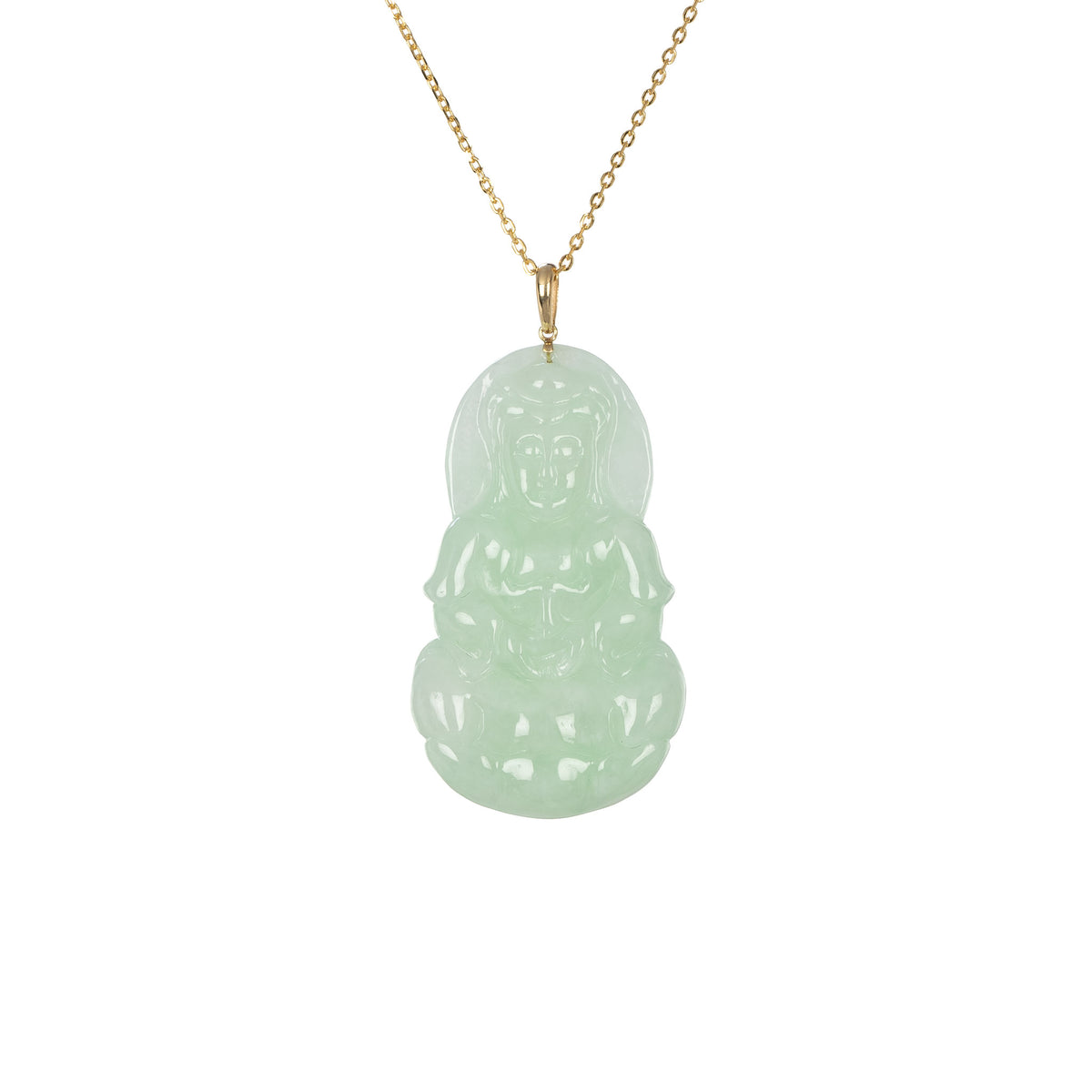 Ideali GuanYin Jadeite Jade 18K Gold Necklace