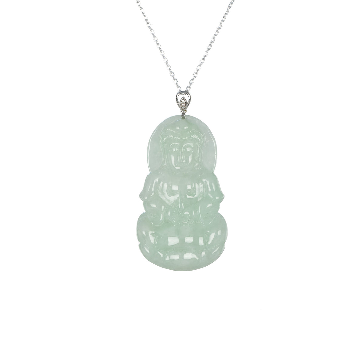 Ideali GuanYin Jadeite Jade 18K Gold Necklace