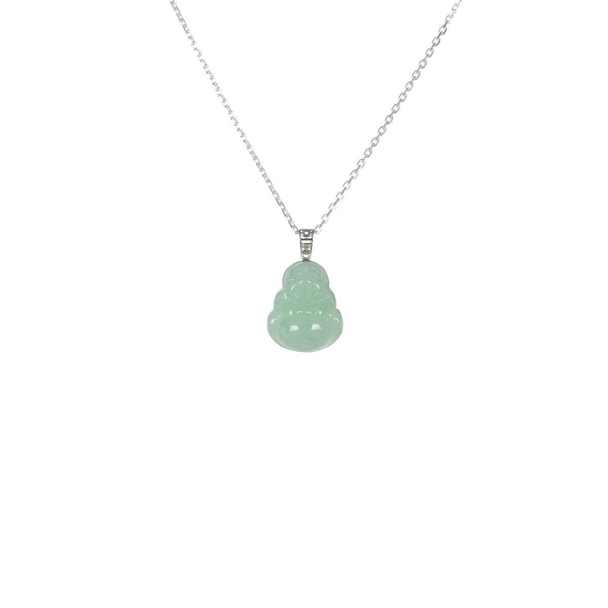 Ideali Mini Happy Buddha Jadeite Jade Necklace with 18K Gold