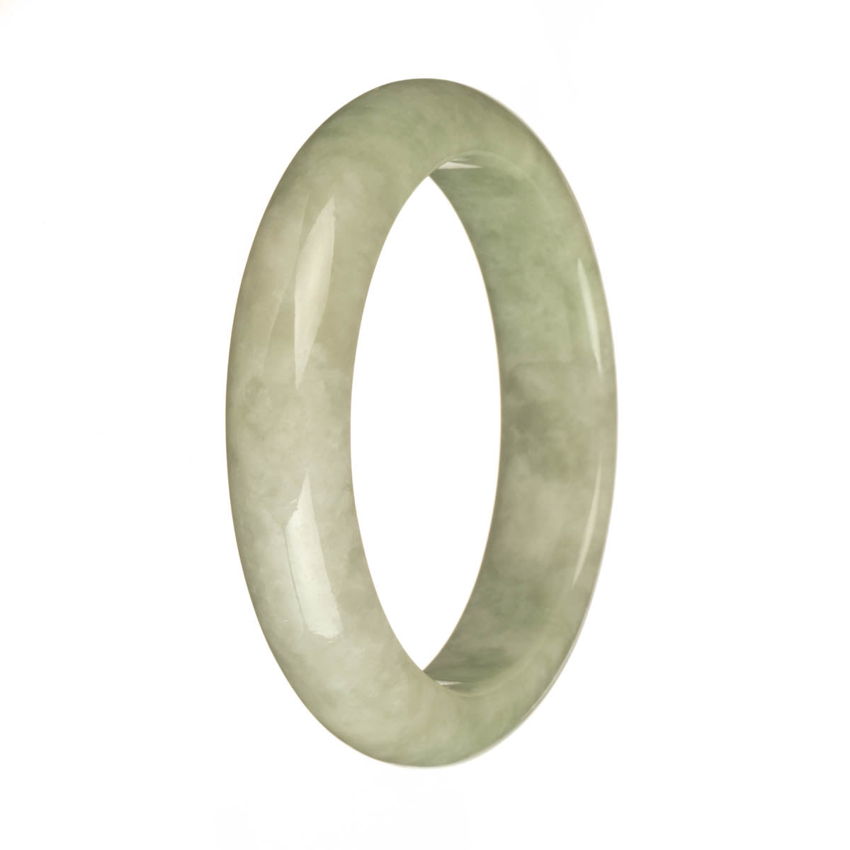 58.5mm Green and White Jade Bangle Bracelet