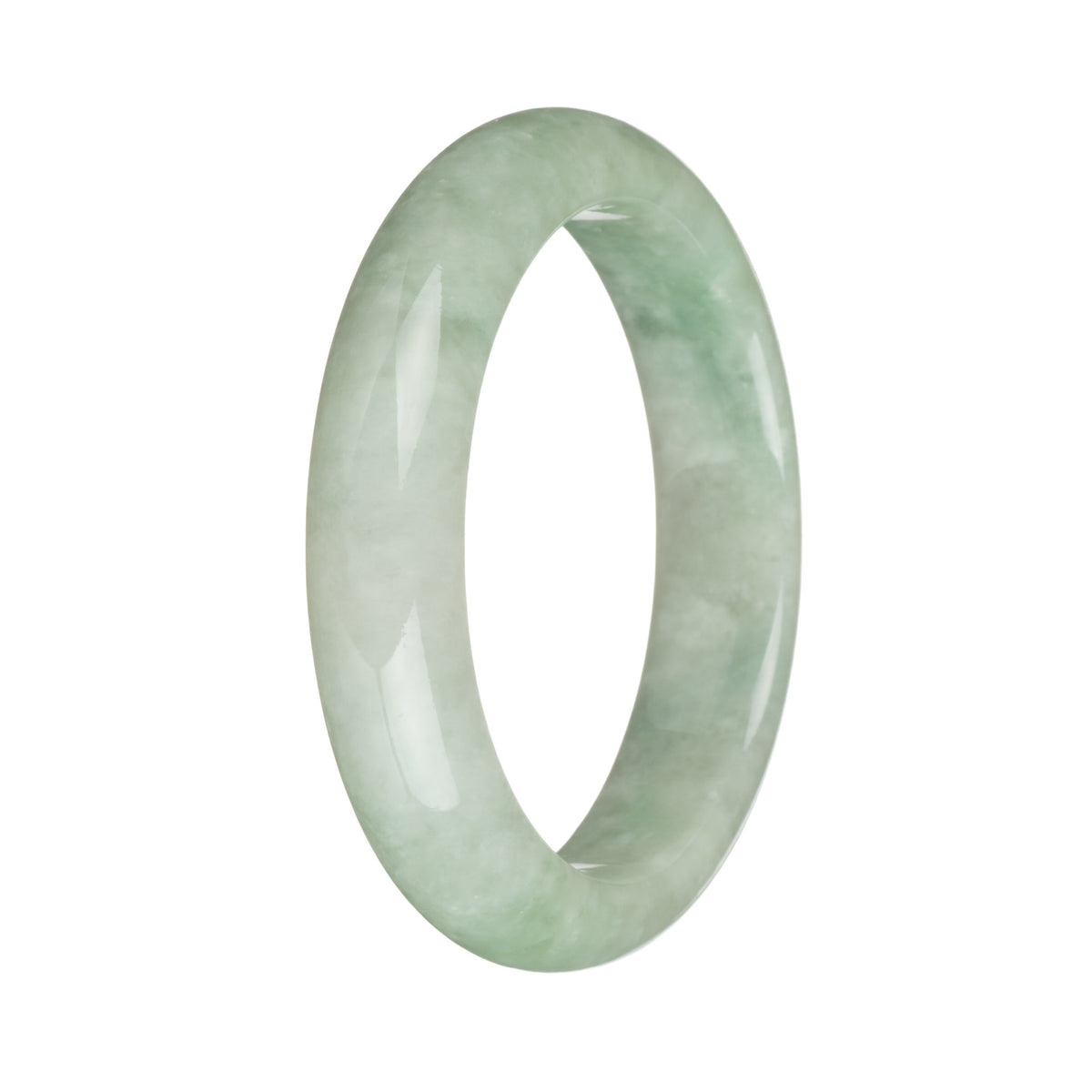 57.4mm Green and White Jade Bangle Bracelet