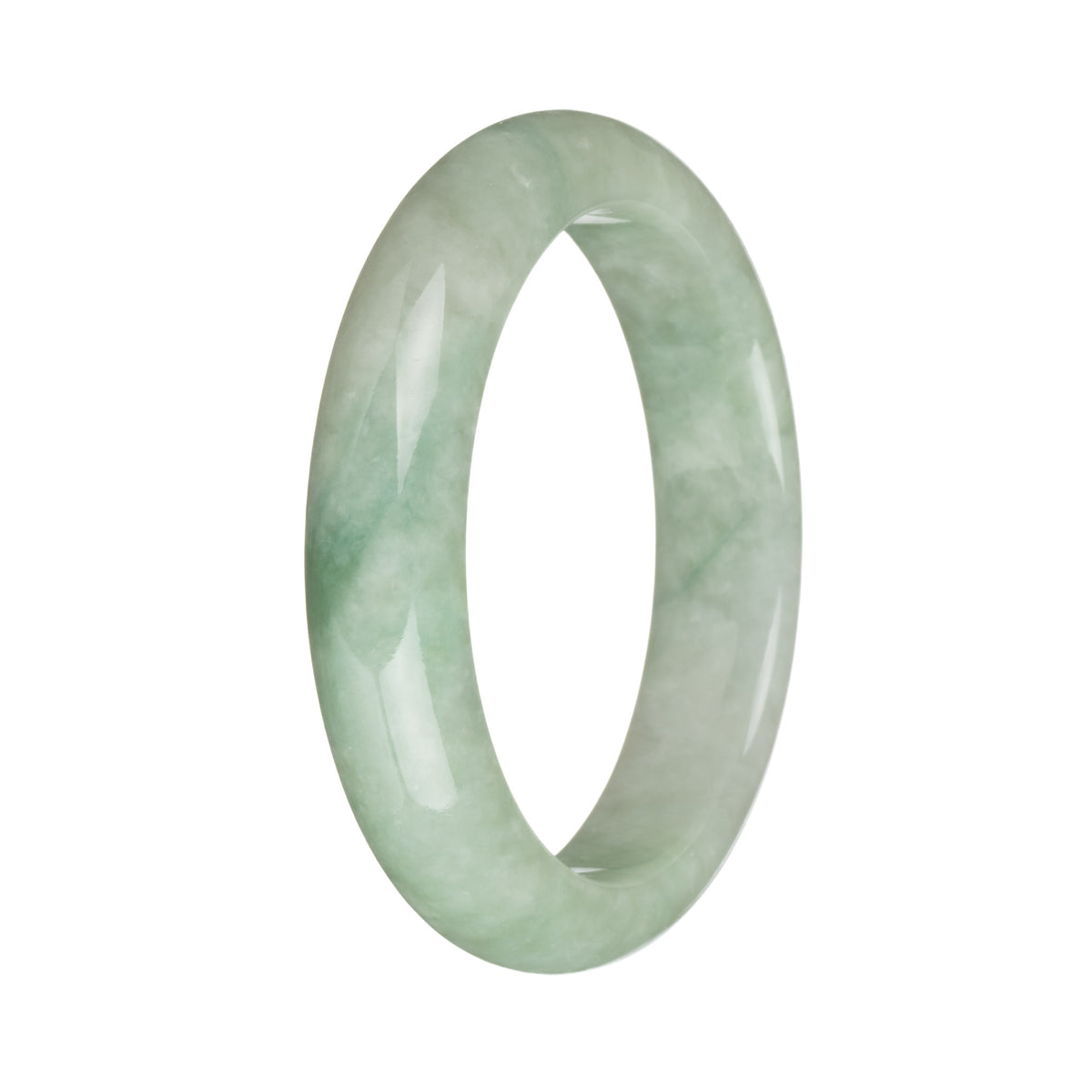 57.4mm Green and White Jade Bangle Bracelet