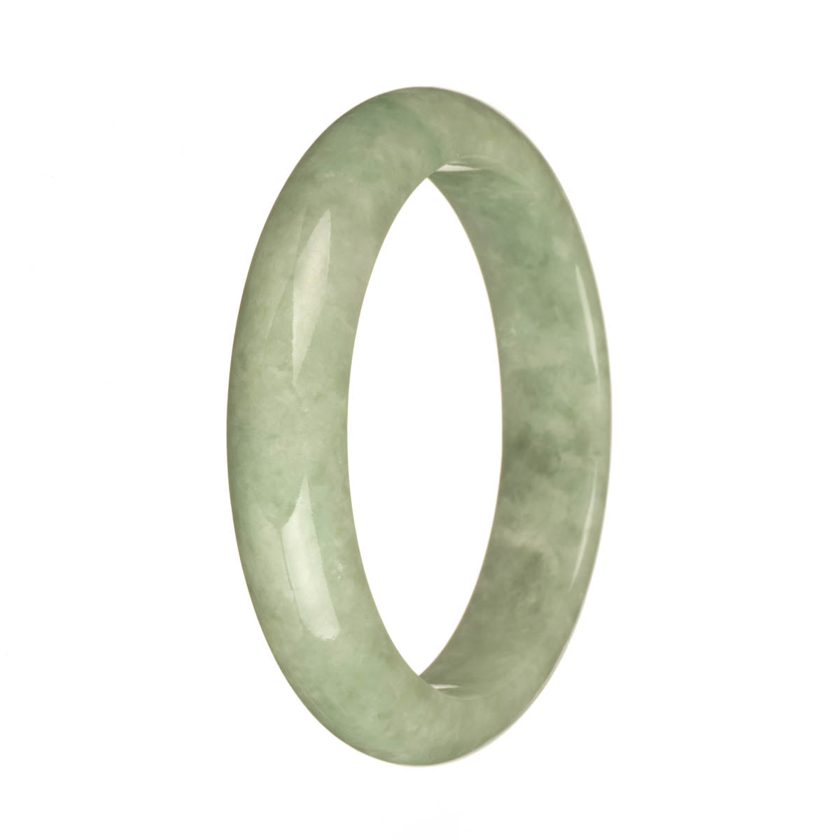 59.2mm Green with Apple Green Spots Jade Bangle Bracelet