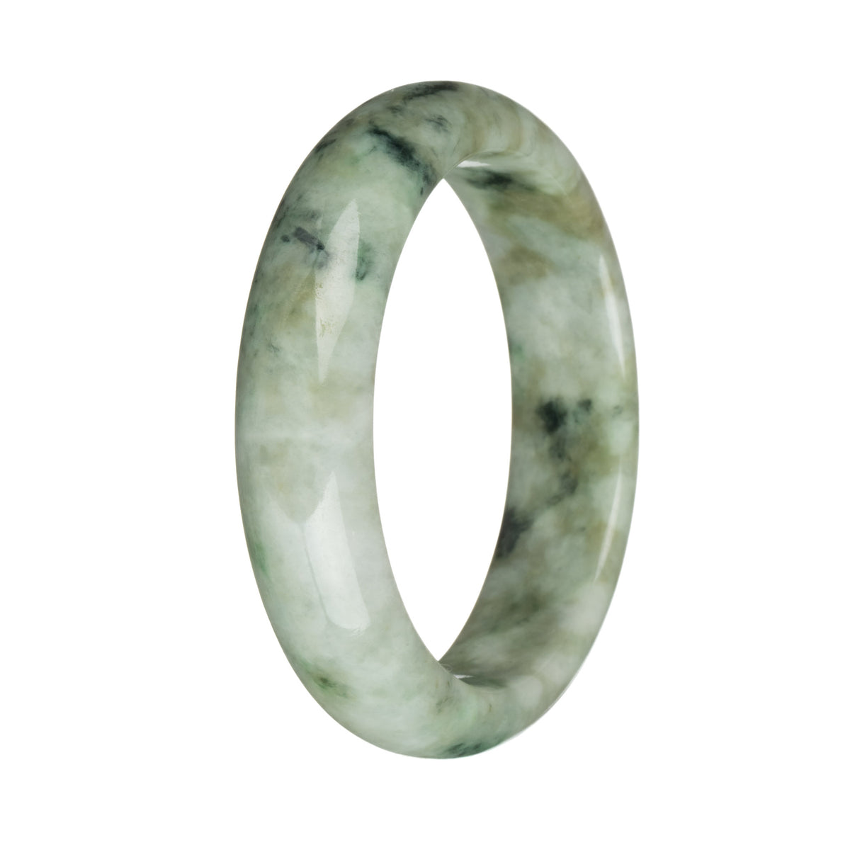 58.1mm Grey with Green Patterns Jade Bangle Bracelet