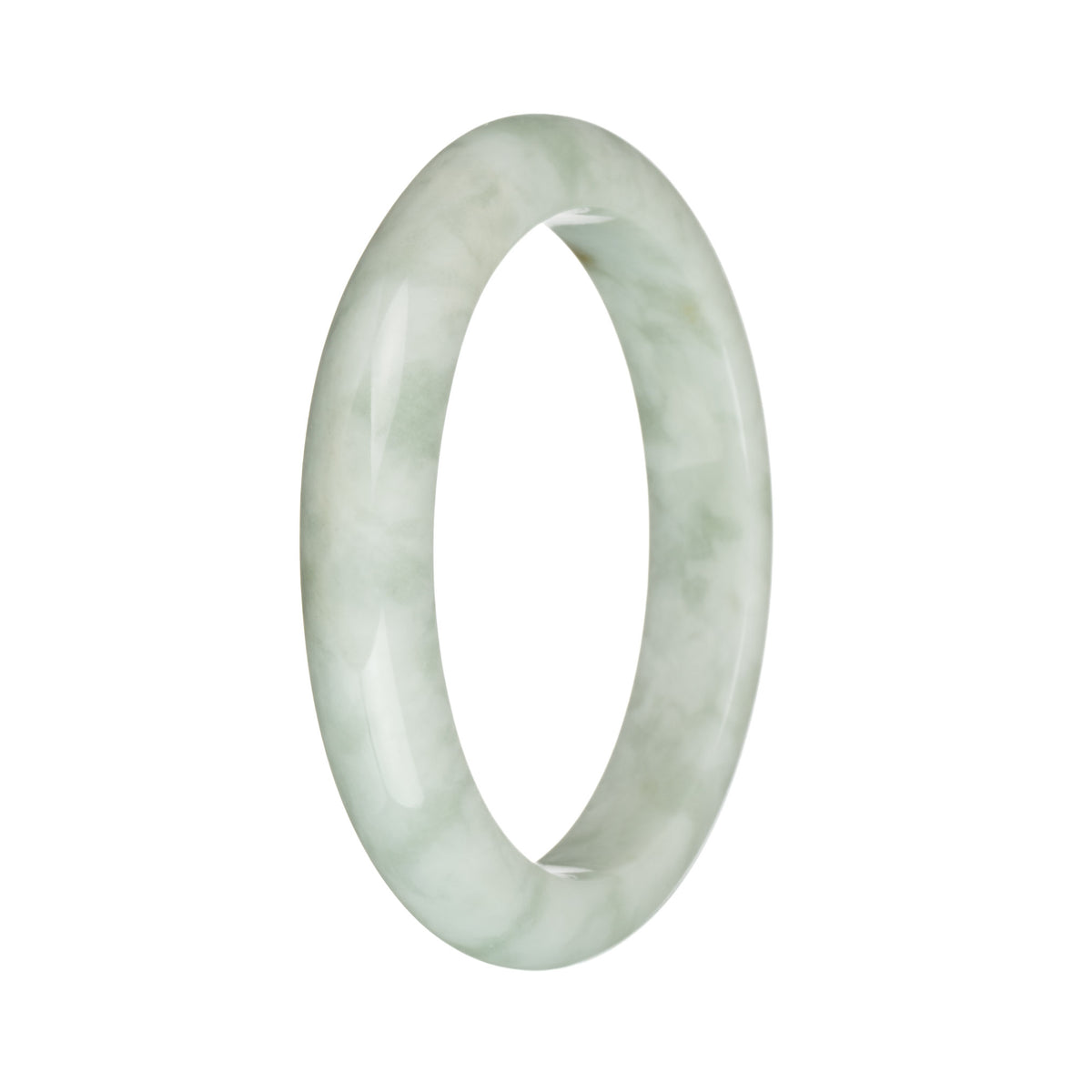 57.1mm White with Light Green Patterns Jade Bangle Bracelet