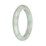 57.1mm White with Light Green Patterns Jade Bangle Bracelet
