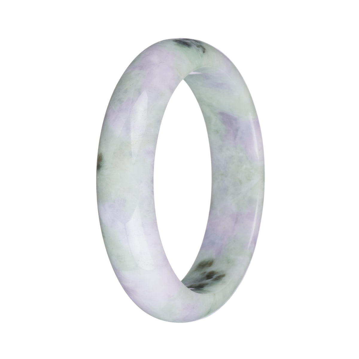 58.1mm Light Green with Lavender and Olive Green Patterns Jade Bangle Bracelet